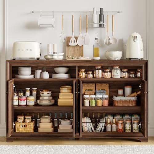 60-Inch Sideboard Buffet Cabinet with 4 Doors and Adjustable Shelving