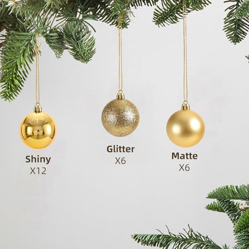24-Pack Gold Christmas Ball Ornaments - 1.57" Shatterproof Tree Decor