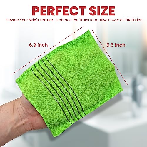 Korean Exfoliating Bath Washcloths Mitts - Anti-Shrink Viscose Rayon (6 Pack)
