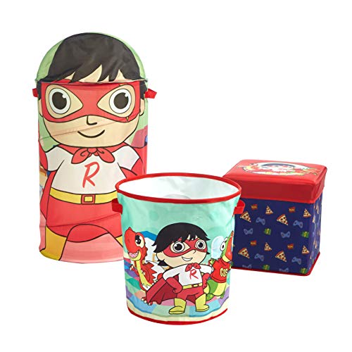 3-Piece Kids Collapsible Storage Set: Ottoman, Bin and Pop-Up Hamper