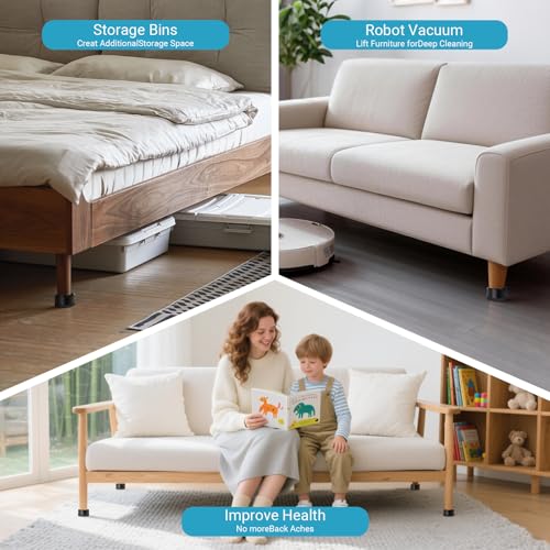 Heavy-Duty Stackable Furniture Risers with Non-Slip TPU Base (Set of 4)