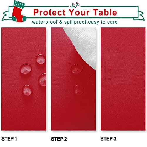 Hiasan Red Rectangle Tablecloth 90 x 156 Inch Waterproof Spill-Proof Cover