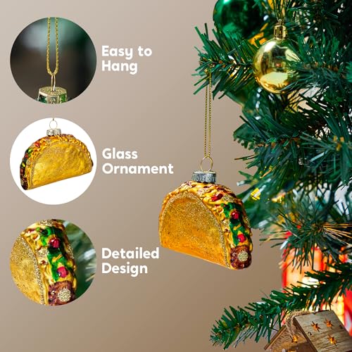 Joiedomi Christmas Taco Glass Ornament – Fun 2.25in Taco Christmas Decoration