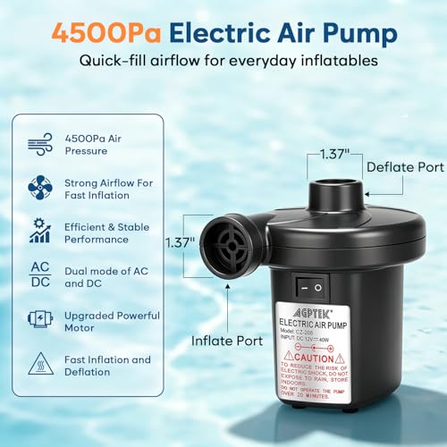 Portable Electric Air Pump for Inflatables - Quick-Fill AC/DC Inflator Deflator