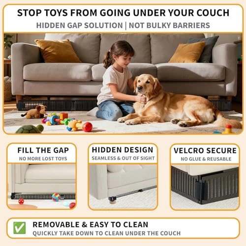 Under Couch Blocker for Pets & Toys, 3.2-Inch Tall Gap Guard (12 Pack)