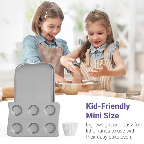 Kids Baking Pan Set with 75 Cupcake Liners, Nonstick Aluminum