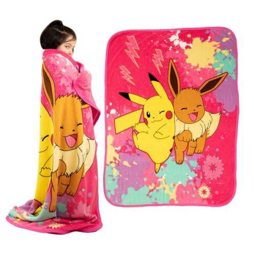 Pokemon Girl Kids Bedding Throw Blanket 46x60in, Soft Micro Raschel, Official Licensed