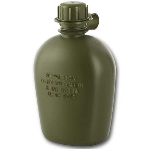 M-Tac Canteen Water Bottle - 1 Quart Water Canteen (34 Oz/1L) - Tactical Water Bottle for Military Hiking Camping Survival (Olive)
