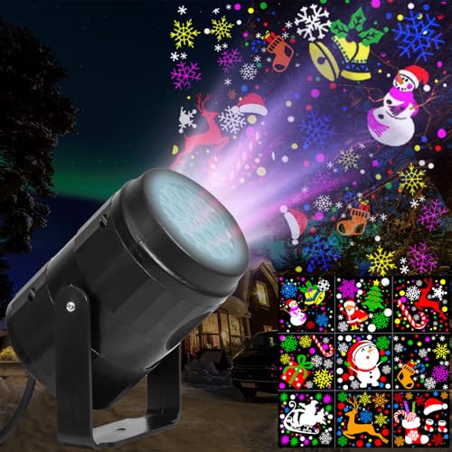 Christmas Projector Lights Outdoor Indoor - 9 Patterns LED Snowflake Rotating Waterproof