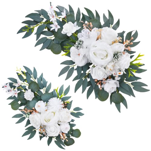 2-Piece Artificial Wedding Arch Flower Swag Set for Welcome Sign Decor