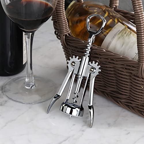 7-Inch Zinc Alloy Wing Corkscrew with Bottle Opener - Durable Barware Tool