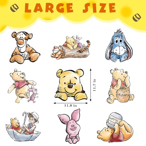 9-Piece Large Bear Cardboard Cutouts with Stands for Party Decorations