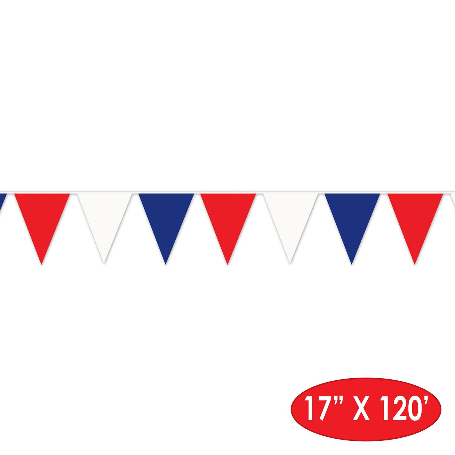 Beistle 3 Piece Plastic Red, White, & Blue Pennant Banners for USA 4th of July Decorations, Patriotic Party Supplies