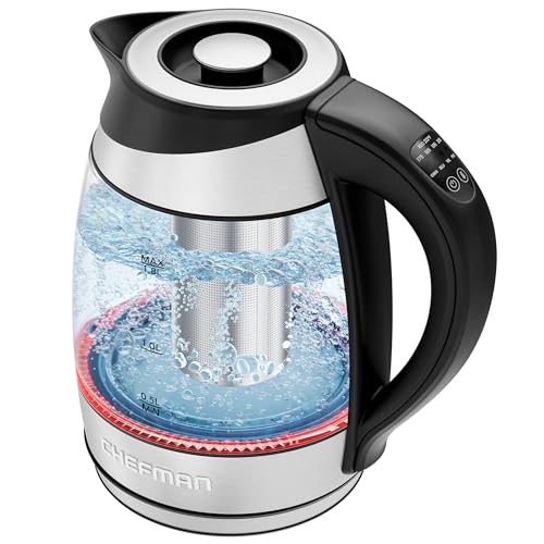 Electric Glass Kettle with Temperature Control & Removable Tea Infuser - 1.8L