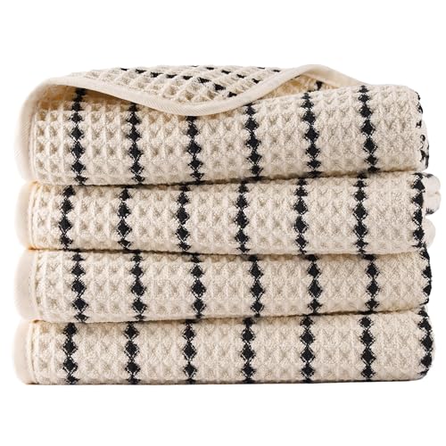 Microfiber Waffle Hand Towels - 16x30 in, Quick Dry, 4 Pack