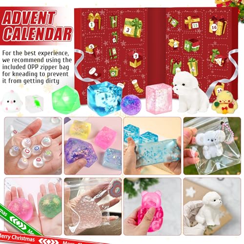 24-Day Christmas Advent Calendar with Kawaii Squishy Sensory Toys