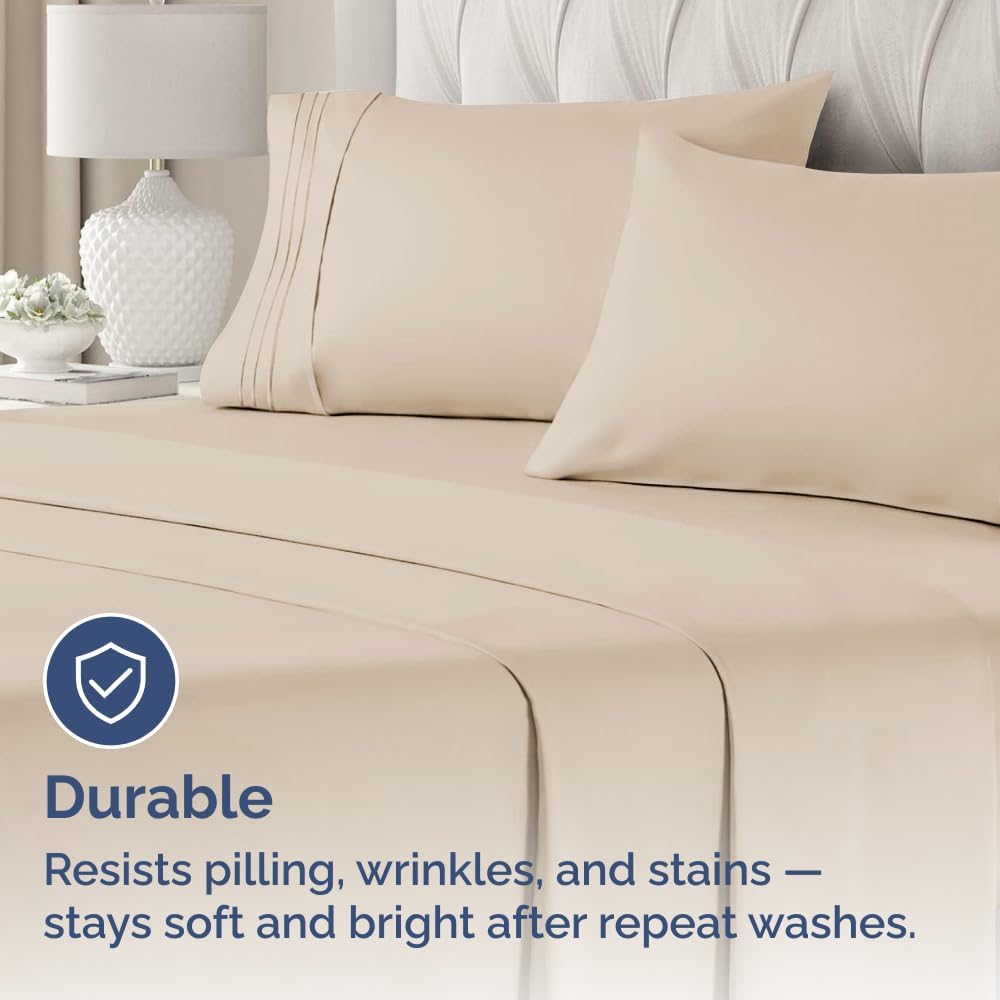 Skiennix Standard Pillow Cases Set of 4 - Ultra Soft Hotel Quality Covers - Machine Washable Wheat Color
