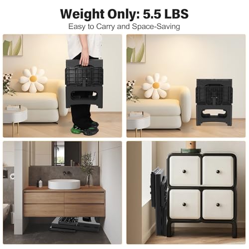 2-Step Folding Stool for Adults, Portable Non-Slip Collapsible Footstool