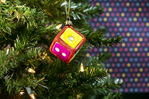 Party Rock Dice Glass Ornament - Entertainment Collection, 2-Inch Decorative Gift