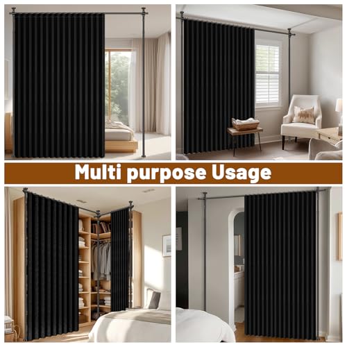 Blackout Room Divider Curtain with No-Drill Tension Rod, 100x84 Inch