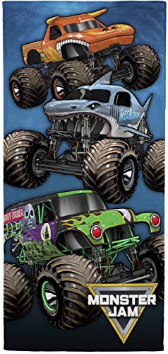 Monster Jam Kids Bath & Beach Towel - Super Soft Cotton 28 x 58 Inches