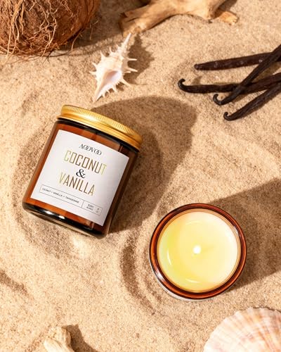 Coconut Vanilla Scented Soy Candle - 9 oz Natural Aromatherapy Jar Candle