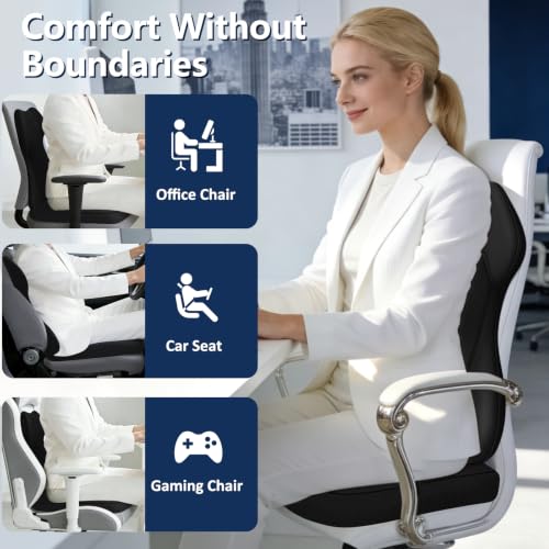 Ergonomic Memory Foam Seat Cushion & Lumbar Support Pillow Set