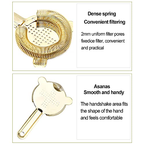 Kakalote Gold Heavy Duty Spring Bar Tool Strainer for Cocktails, Stainless Steel