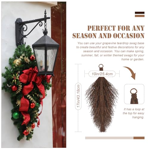 17-Inch Grapevine Teardrop Swag Wreath Base - Natural DIY Craft Form (2 Pack)