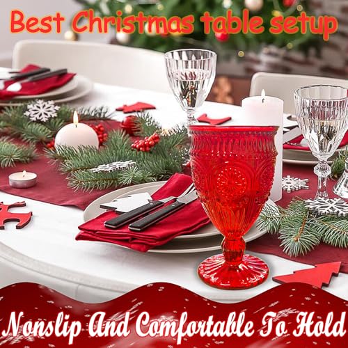 6 Pack Red Wine Goblet Glasses - Elegant Christmas Tableware, 12oz
