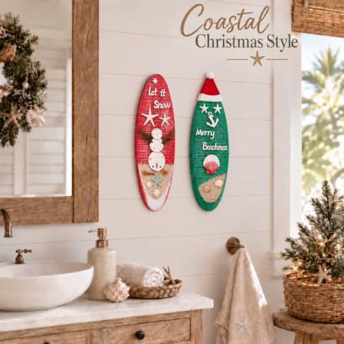 Pechpell 2-Piece Coastal Beach Christmas Wall Art Set