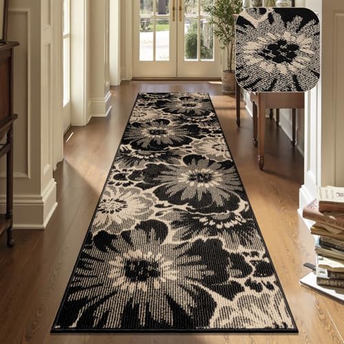 2x8 Floral Hallway Runner Rug, Non-Slip Washable Boho Kitchen Carpet