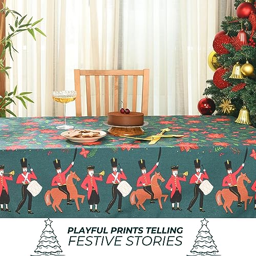 Folkulture Christmas Rectangular Table Cloth 60x102 Inch with Nutcracker Design