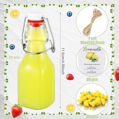 4oz Mini Lemon Flip-Top Glass Bottles – 20-Count Set, Skybooly