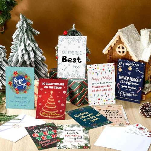Dunzoom 100-Count Christmas Employee Appreciation Cards with Envelopes & Stickers (Traditional)