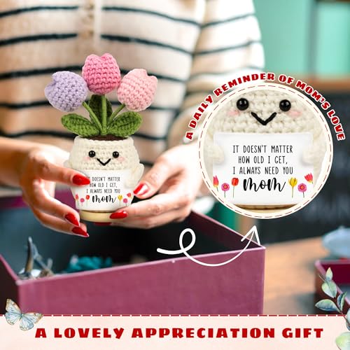 Hand-Knitted Crochet Tulip Flower Doll, Heartfelt Gift for Mom