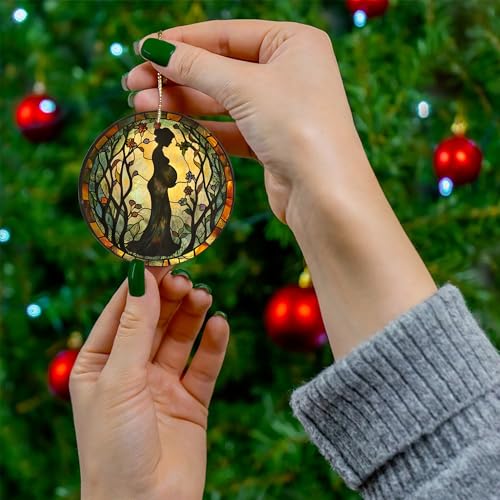Personalized Pregnant Woman Christmas Ornament Ceramic Holiday Decor with Custom Text - HYPESTYLE