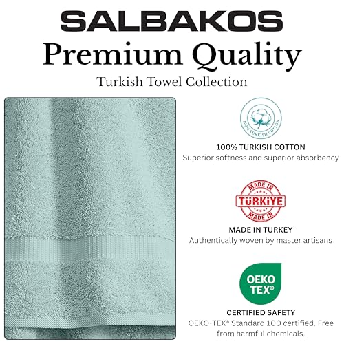 6-Piece 100% Turkish Cotton Hand Towels, 16x30 Inch Seafoam Green Set