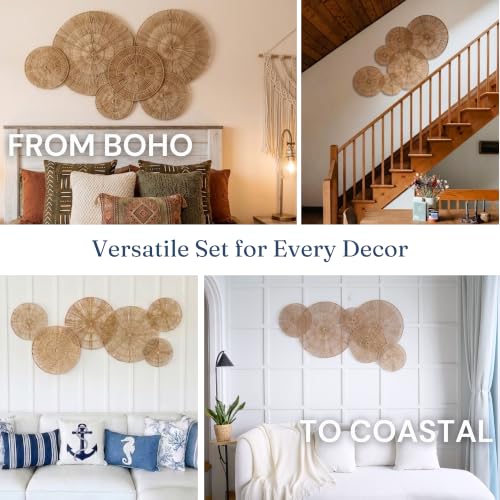 Chi An Home Woven Jute Wall Decor Baskets Set of 6 Boho Wall Art Plates