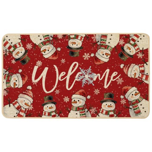 Baccessor Christmas Snowman Doormat 17 x 29 in | Outdoor Indoor Welcome Mat, Non-Slip