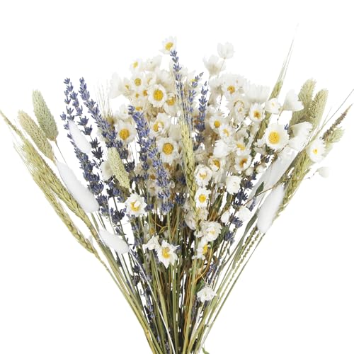 17-Inch Natural Dried Flower Bouquet for Farmhouse Table Decor