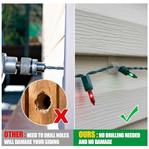 50 Pcs Vinyl Siding Hooks for Outdoor Christmas Lights, No-Hole Hangers