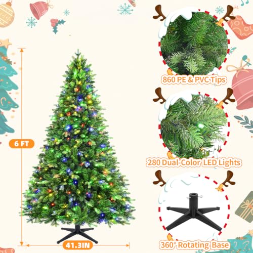 Green 6ft 360° Rotating Christmas Tree with Music & 280 LEDs