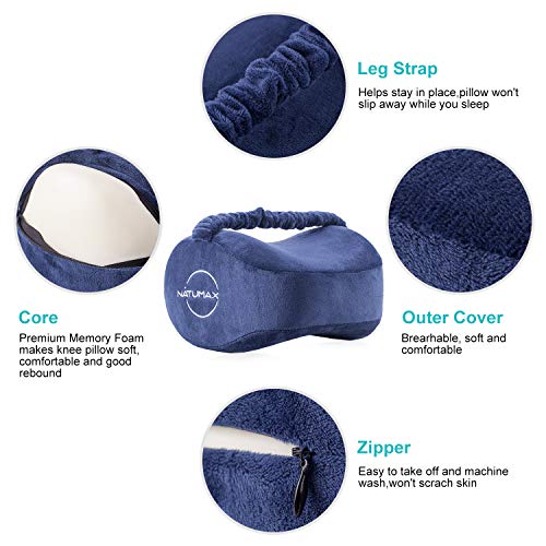 Memory Foam Knee Pillow for Side Sleepers - Pain Relief & Comfort