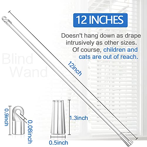 12-Inch Window Blind Tilt Wand Replacement with Hook - 6 Pack