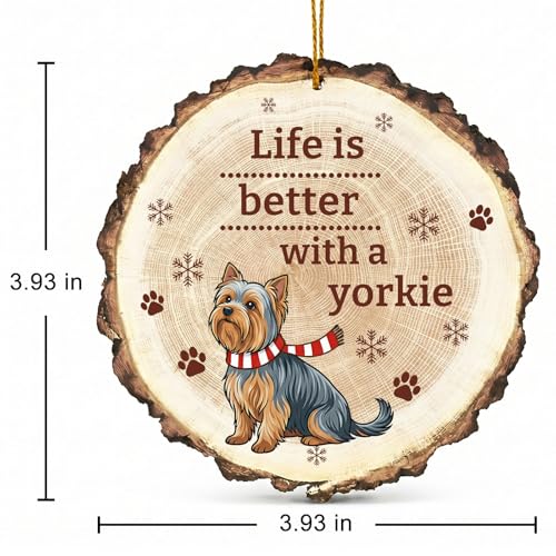 Yorkie Dog Wooden Christmas Ornament - Pet Lover Holiday Decor Gift