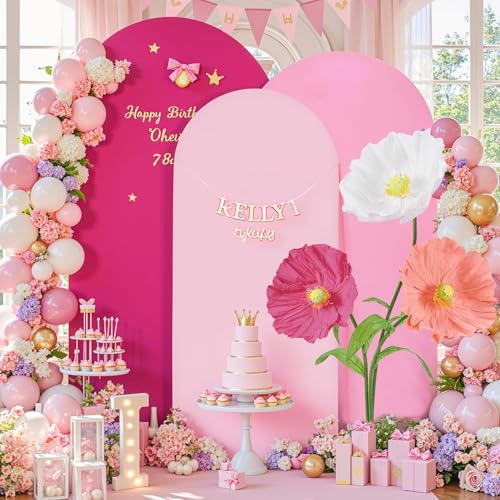 Giant Artificial Paper Flowers Set of 3 - 5.6 Ft Wedding & Party Decor, White & Pink