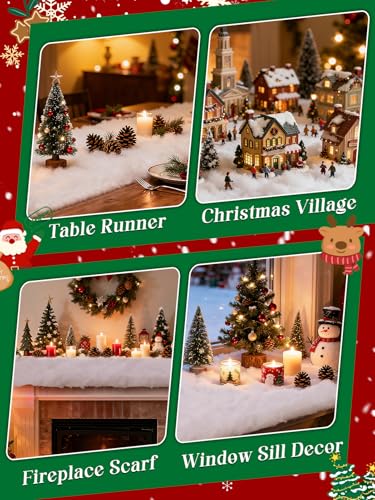 Fluffy Artificial Snow Blanket 3-Pack (3x8 ft) - White Christmas Decor