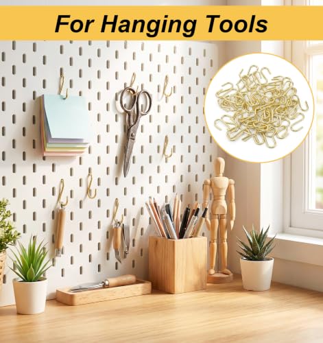 60-Pack Mini Gold S Hooks - 1 Inch Rust-Resistant Metal Storage Hooks