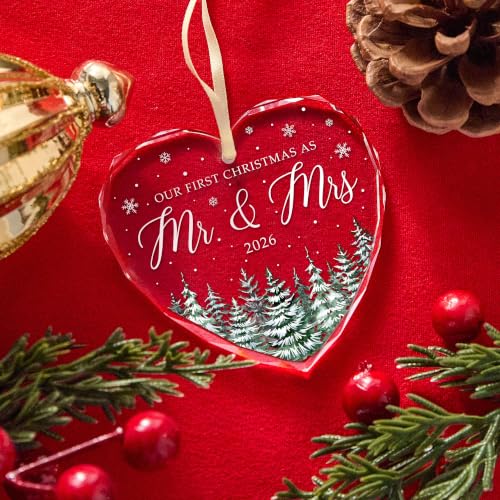 Mr & Mrs 002 Wedding Ornament 2026 - First Christmas Married Keepsake